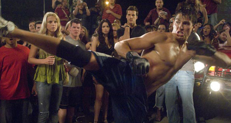Jake Tyler (Sean Faris) shows off his moves as a Mix Martial Arts fighter in "Never Back Down."