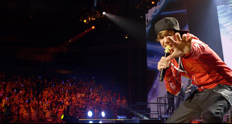 Justin Bieber performs to his army of tween fans in "Never Say Never."