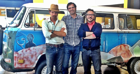 Left to right: Director Ryan Steven Green, Dave Torstenson and Charlie Pecoraro with "The Croc" from "Circle the Wagen."